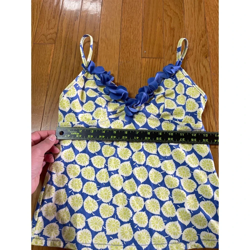 Boden Blue Lime Floral Ruffle‎ Tankini Top WB007 Womens Size 6 US